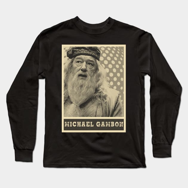 brown cream michael-gambon Long Sleeve T-Shirt by oeyadrawingshop